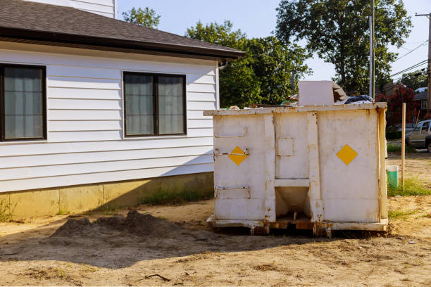 construction trash dumpsters on metal container, house renovation.